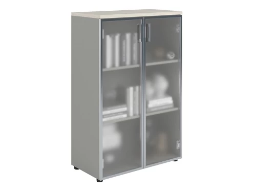 Офисный шкаф NW 1280/2G со стеклом белое дерево/серый Офисный шкаф NW 1280/2G со стеклом белое дерево/серый